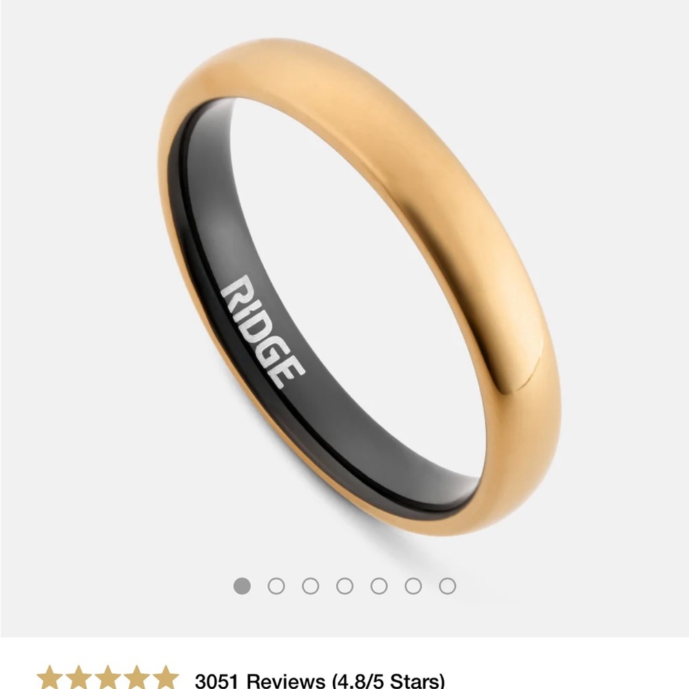 24K Gold | Tungsten 4mm Rounded Ring + 6mm Black Silicone Ring - Size 7.5